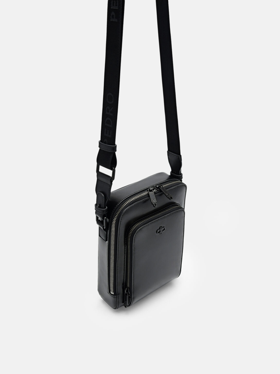 Túi đeo chéo phom chữ nhật Icon Leather, Đen, hi-res