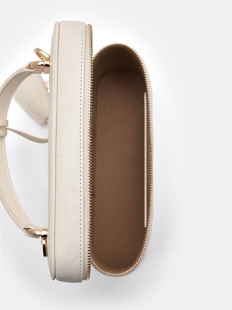 Ari Leather Shoulder Bag, Beige, hi-res