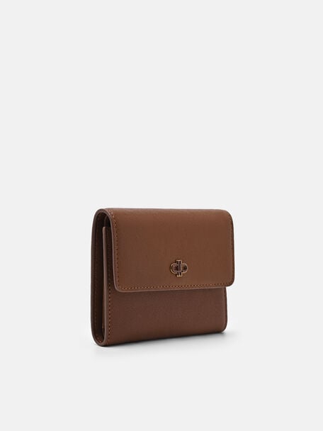 Leather Tri-Fold Wallet, Brown, hi-res