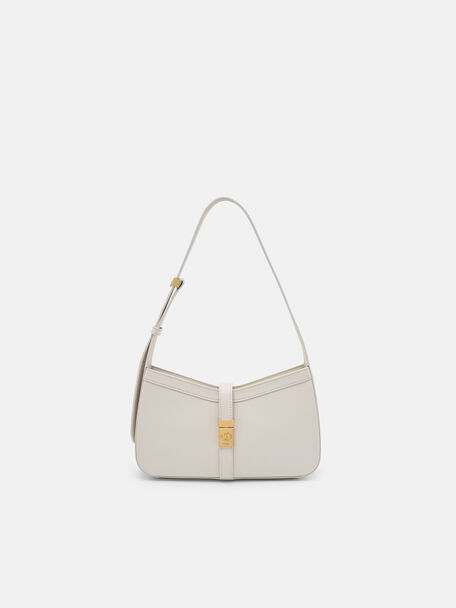 T&uacute;i đeo vai h&igrave;nh thang Farida Leather, Phấn, hi-res