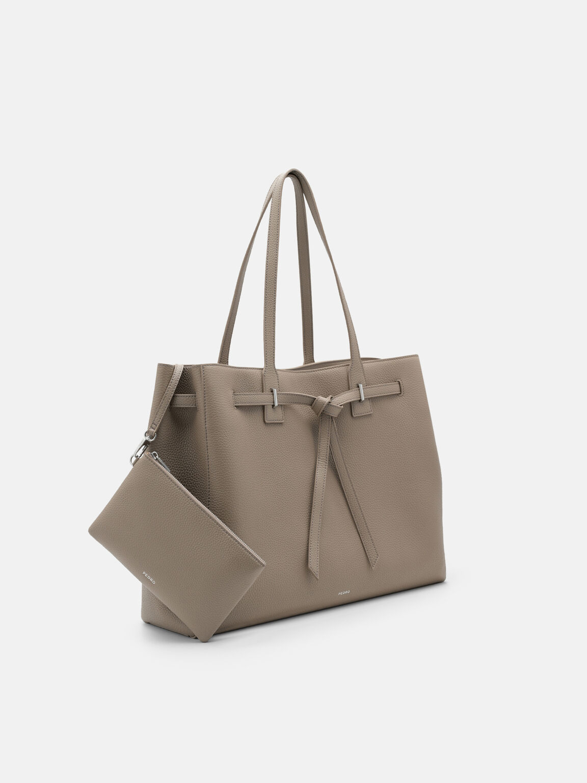 T&uacute;i tote phom chữ nhật Demi Oversized, N&acirc;u X&aacute;m, hi-res