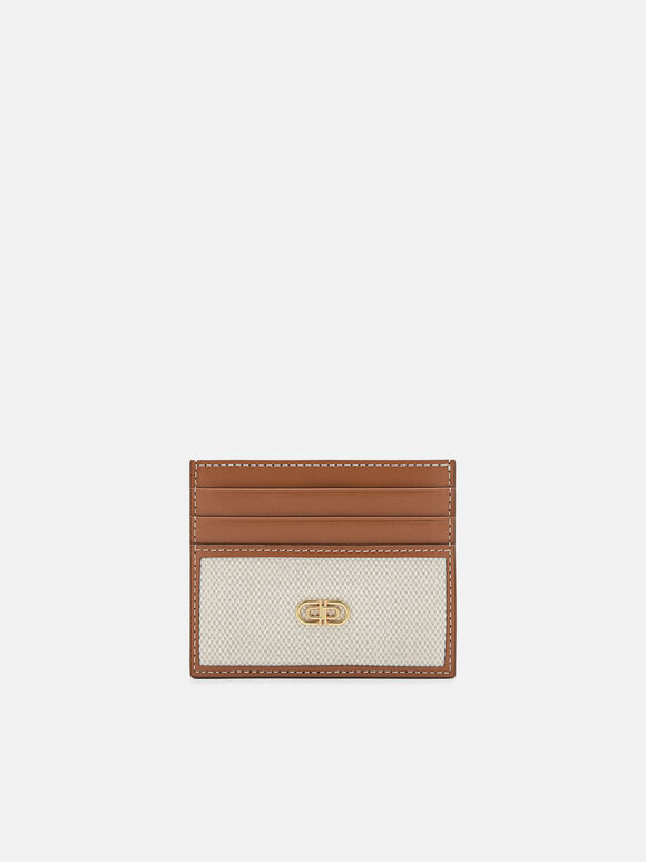 PEDRO Icon Leather Woven Card Holder, Cognac, hi-res