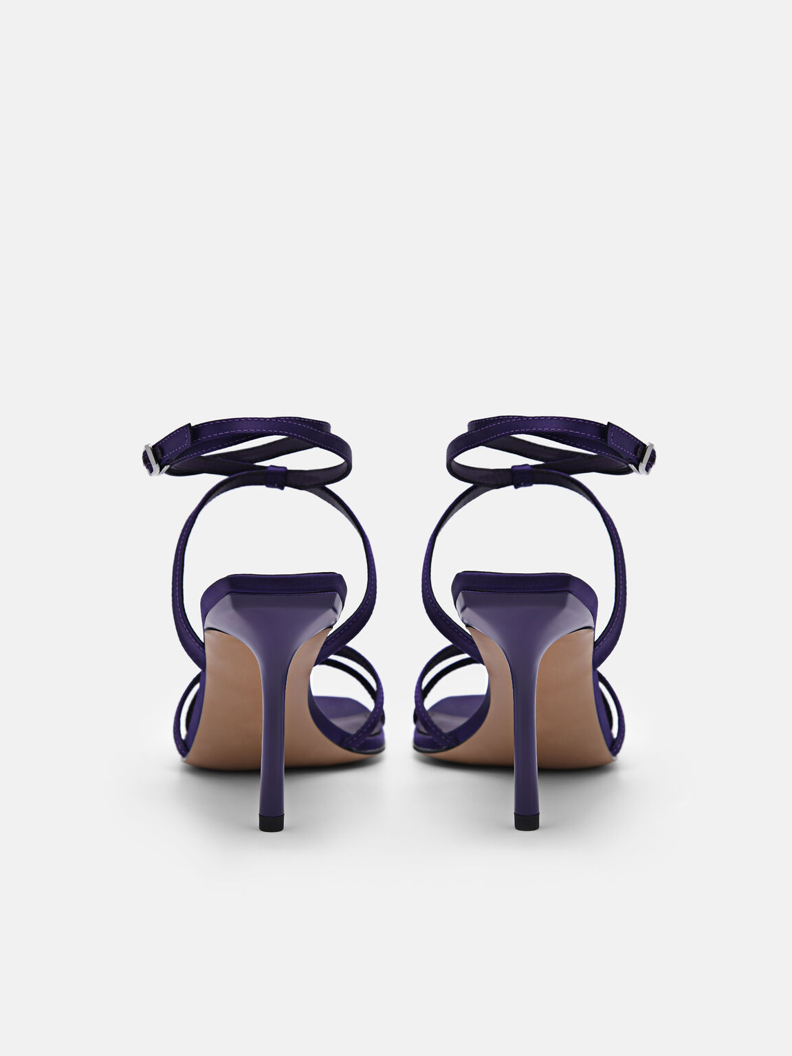 Sofia Leather Heel Sandals, Dark Purple, hi-res