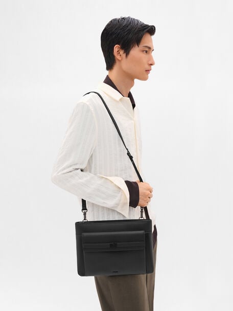 T&uacute;i cầm tay Jatte Portfolio, Đen họa tiết, hi-res