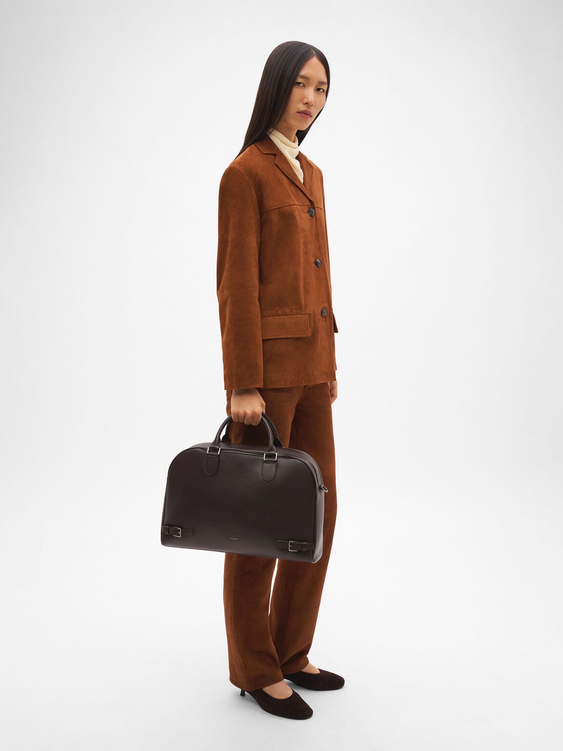 Tate Leather Duffel Bag, Espresso Brown Embossed, hi-res