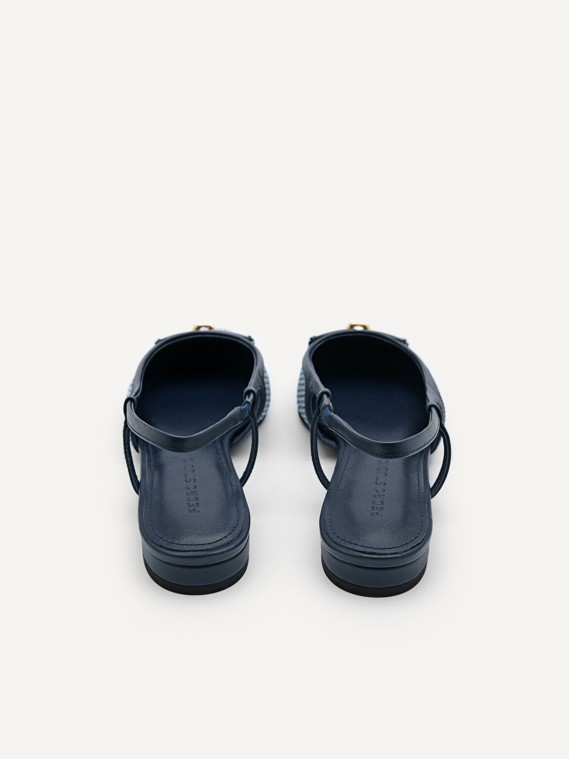 Giày búp bê mũi vuông Studio Kate Woven, Xanh Navy, hi-res