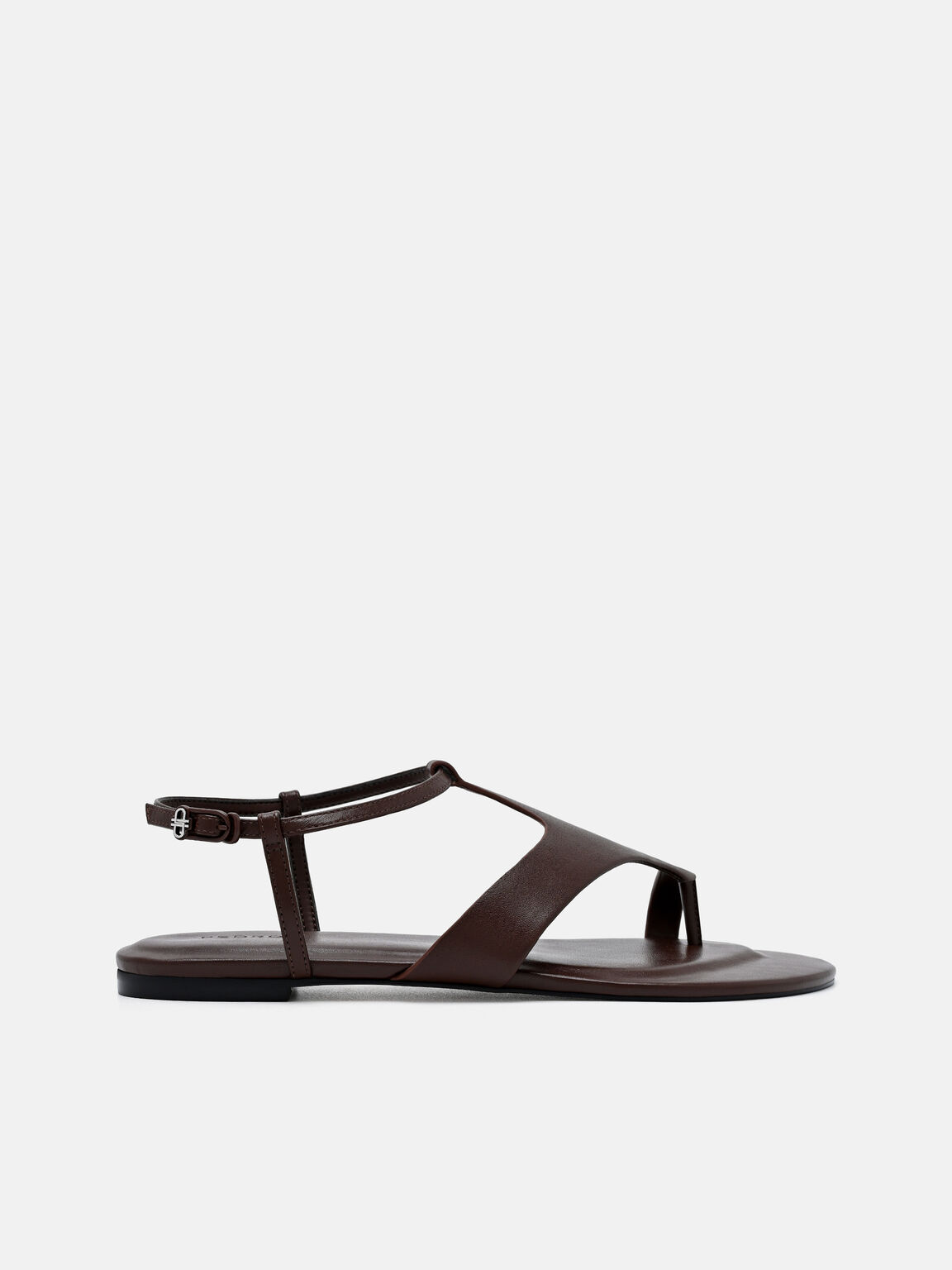 Leather Ankle Strap Sandals, Dark Brown, hi-res