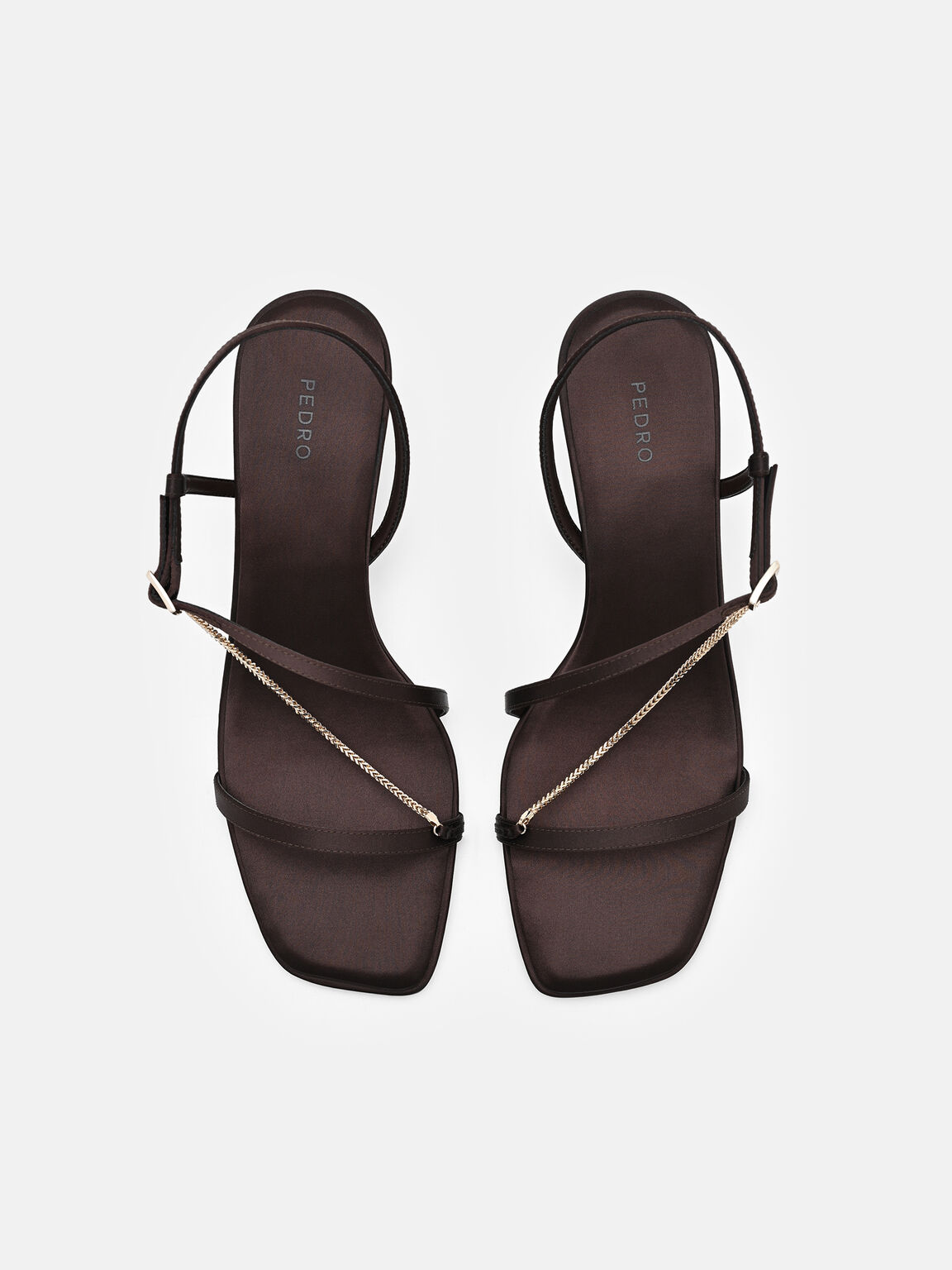 Marland Satin Heel Sandals, Dark Brown Satin, hi-res