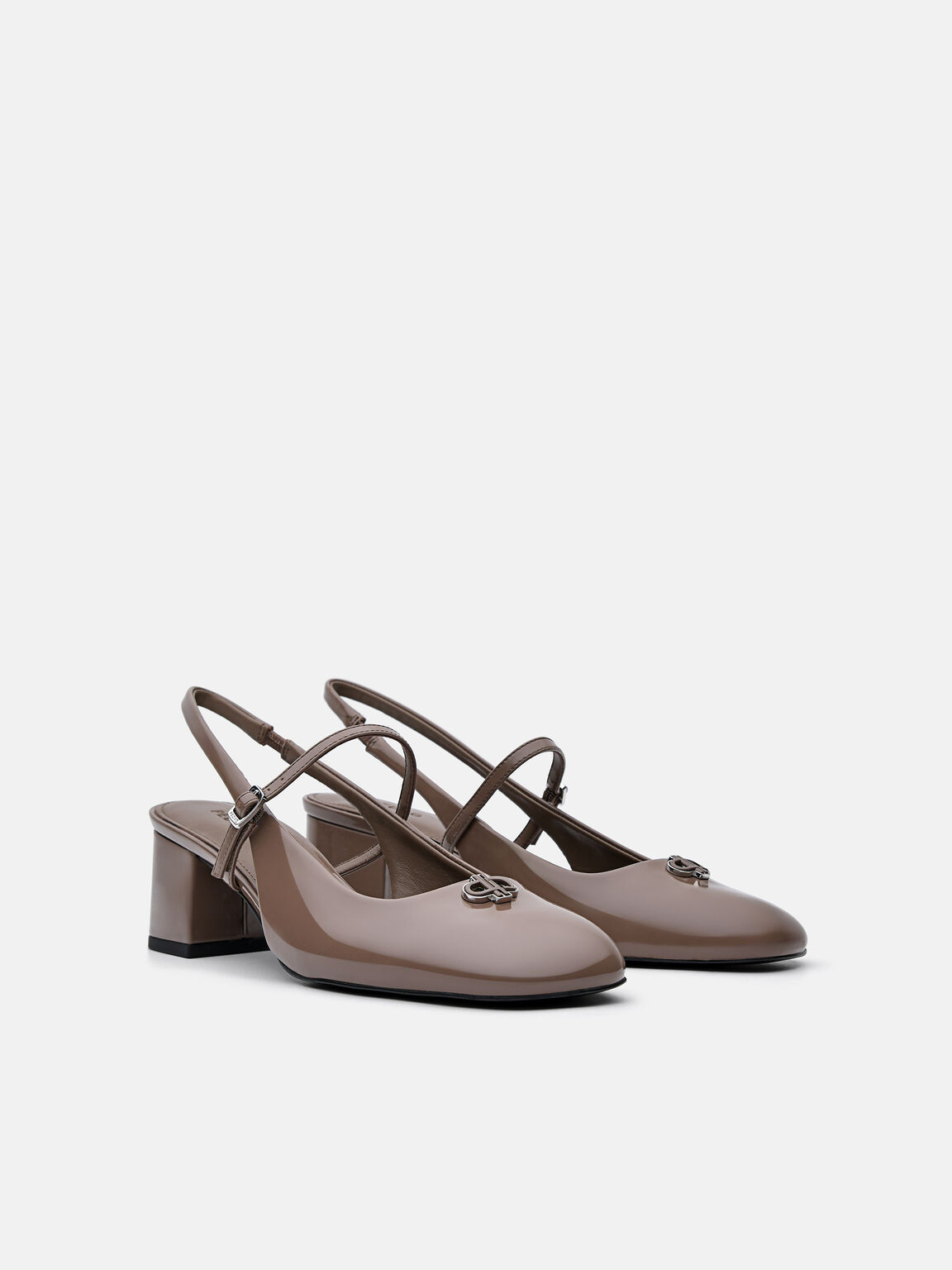 PEDRO Studio Patent Leather Slingback Pumps, Taupe, hi-res
