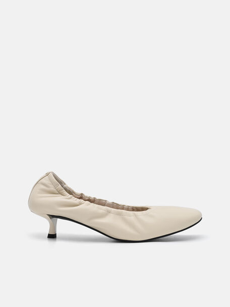 Gabrielle Leather Ballerina Pumps, Chalk, hi-res