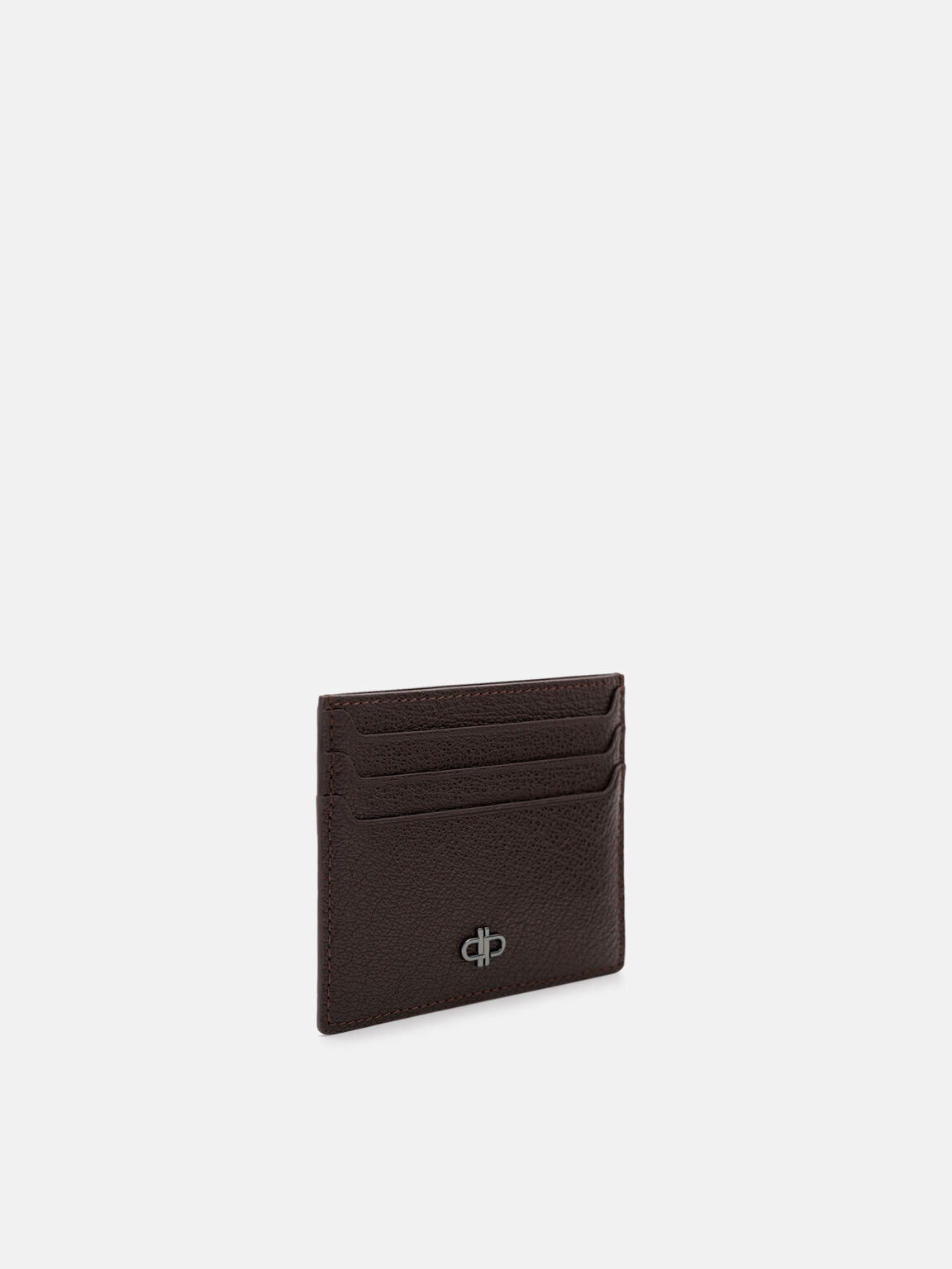 Leather Card Holder, Espresso Brown Embossed, hi-res