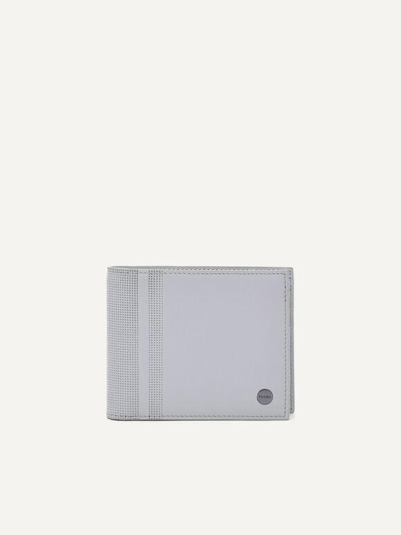 Ví dáng ngắn Oliver Leather Bi-Fold, Xám Nhạt