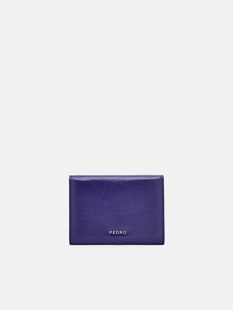 Leather Bi-Fold Card Holder, Purple, hi-res