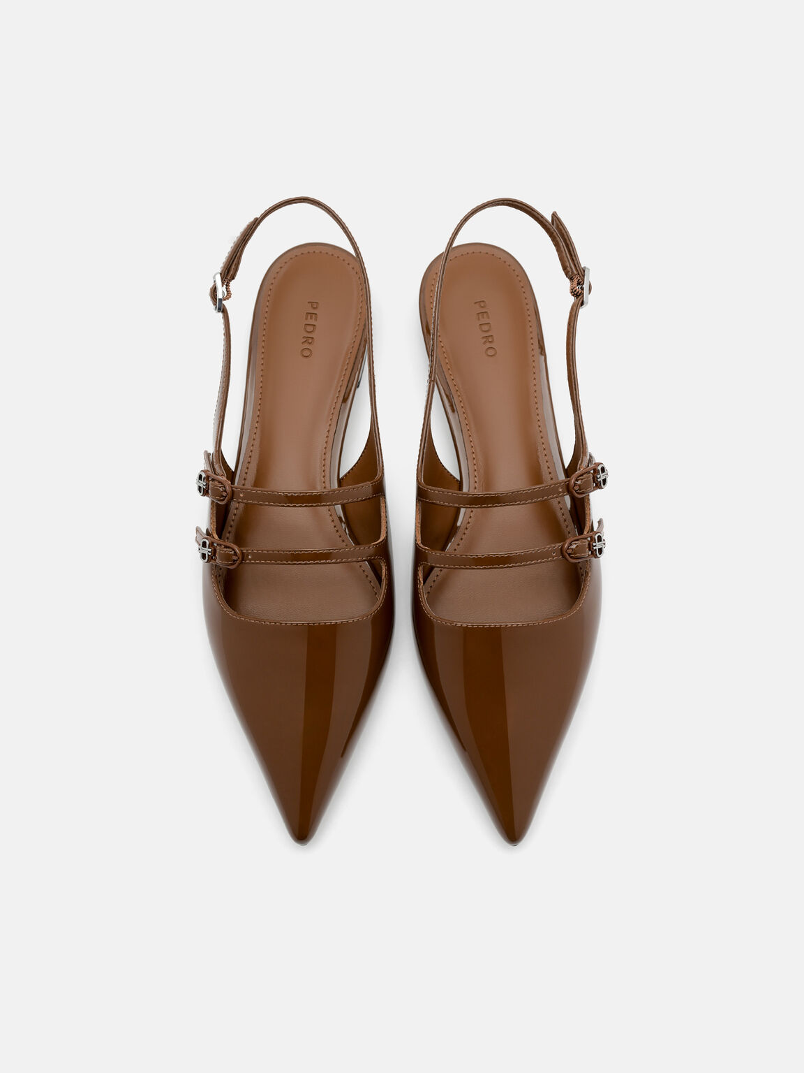 Giày sandals mũi nhọn Icon Patent, Nâu, hi-res