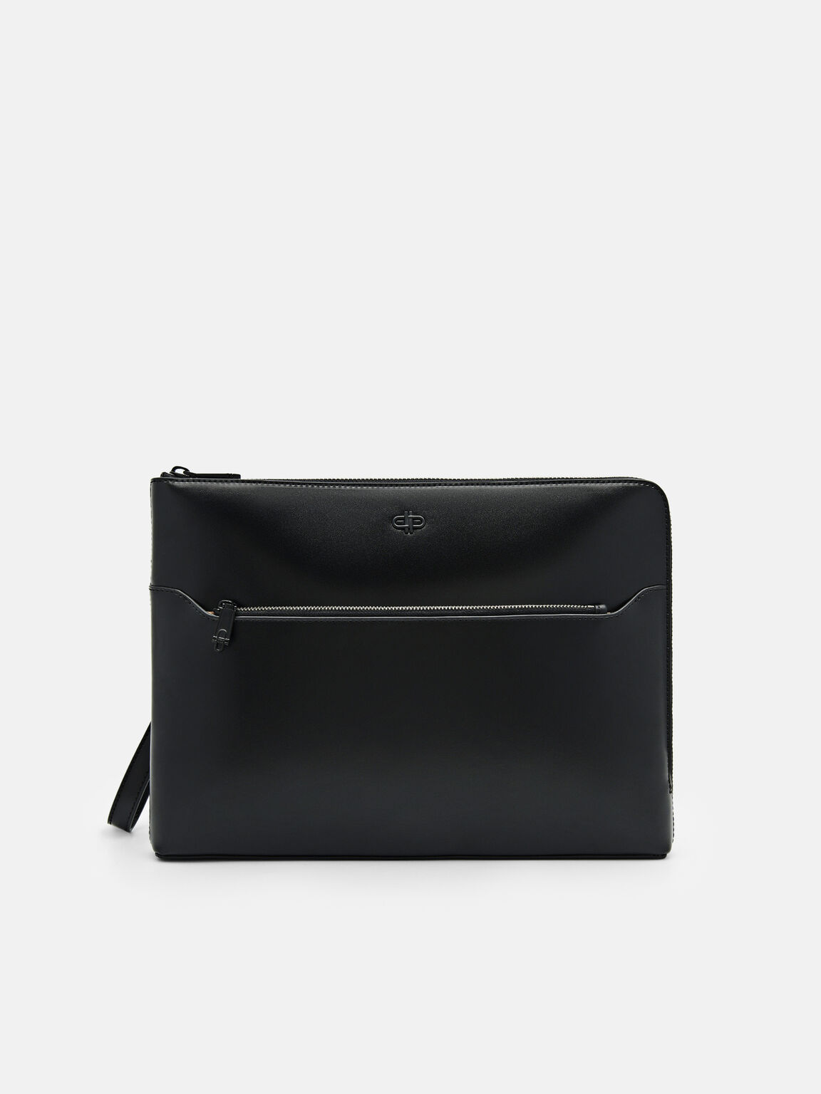 Túi đeo chéo phom chữ nhật Icon Leather Portfolio, Đen, hi-res