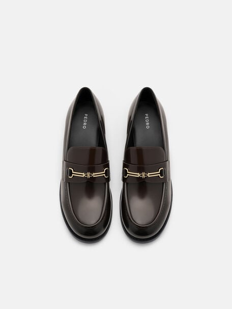 Alistair Leather Heel Loafers, Dark Brown Box, hi-res