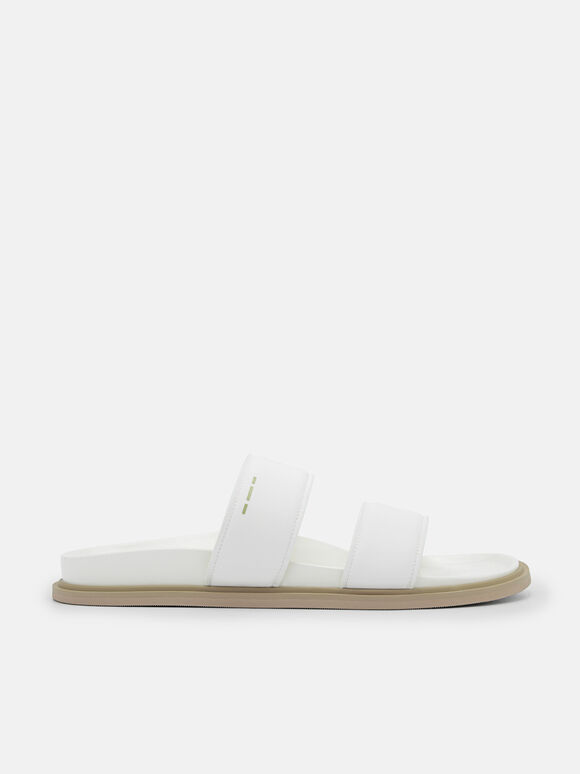 Men's rePEDRO Recycled Leather Slide Sandals, White, hi-res