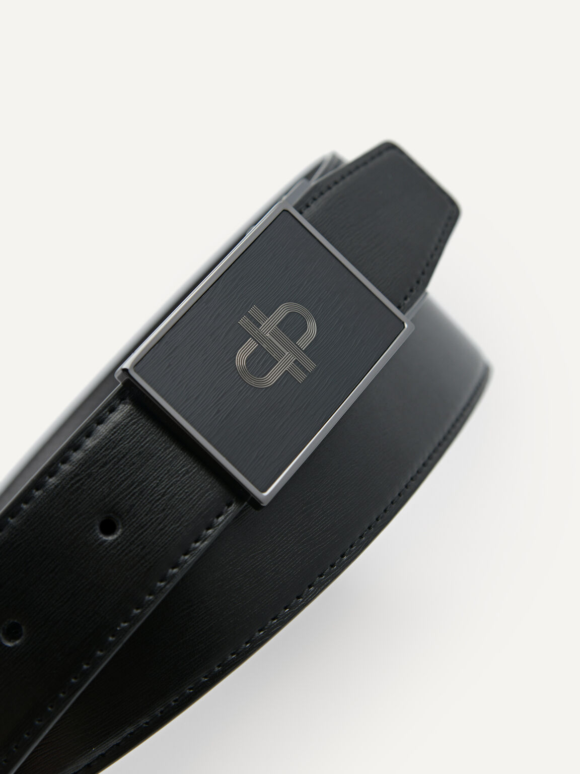 Leather Reversible Tang Belt, Black, hi-res