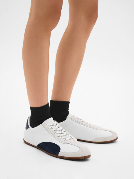 Crest Leather Sneakers, Chalk, hi-res