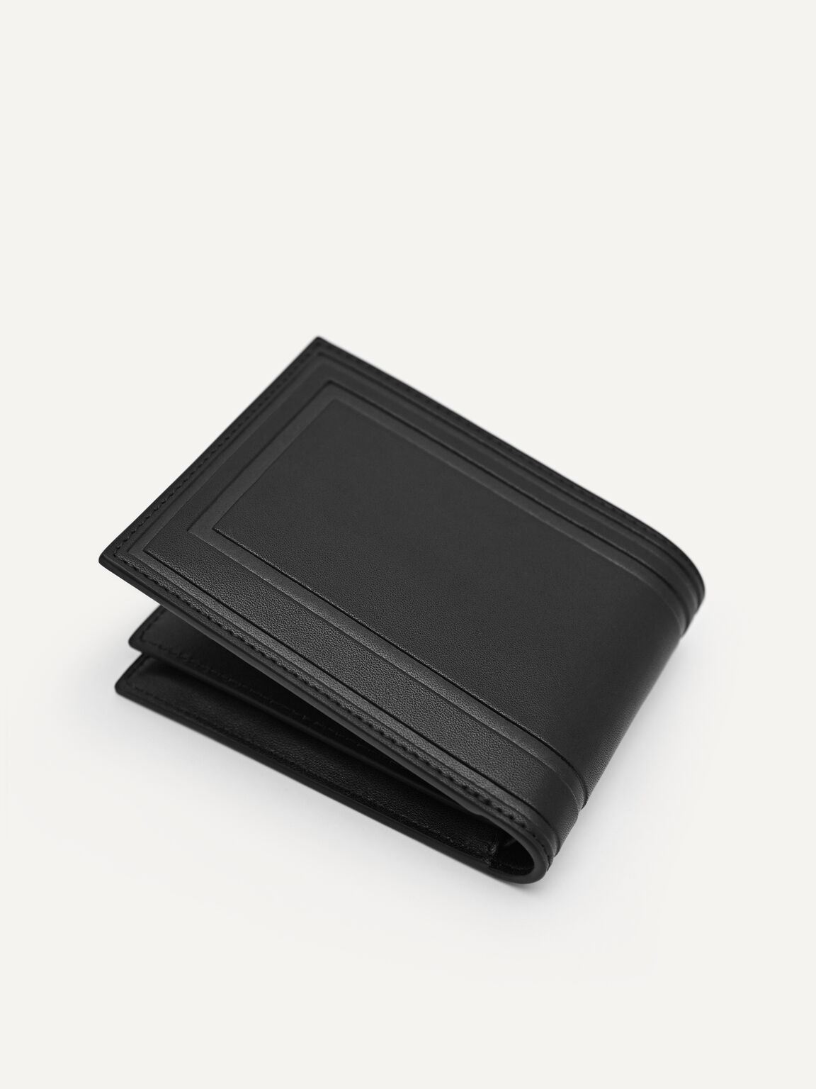 Leather Bi-Fold Wallet With Insert, Black, hi-res