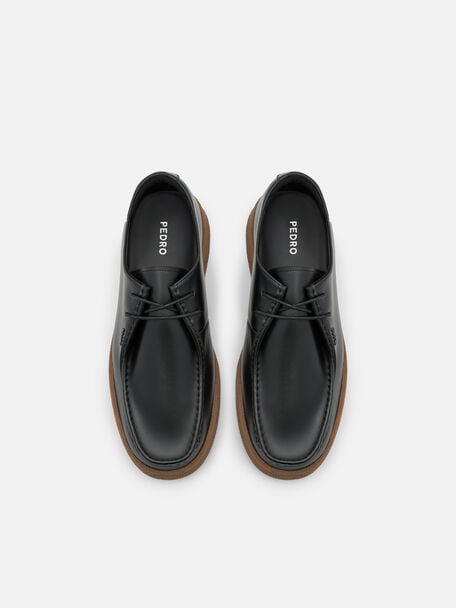 Waller Leather Derby Shoes, Black, hi-res