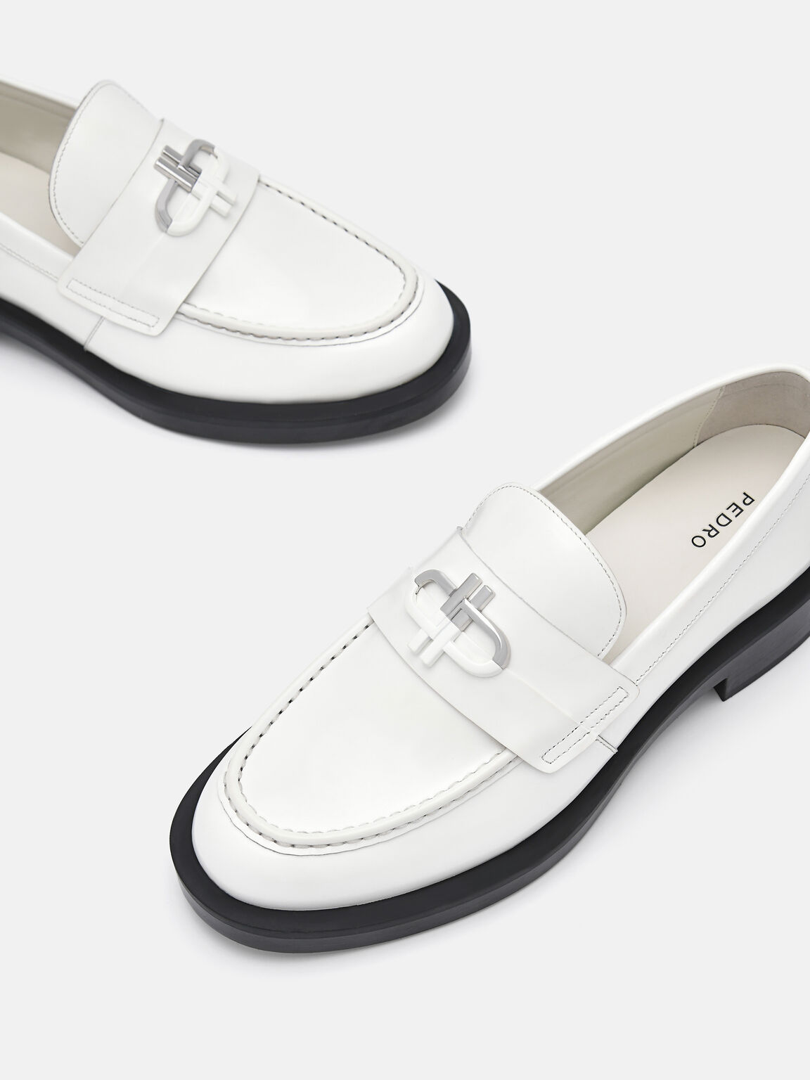 PEDRO Icon Leather Loafers, Chalk, hi-res