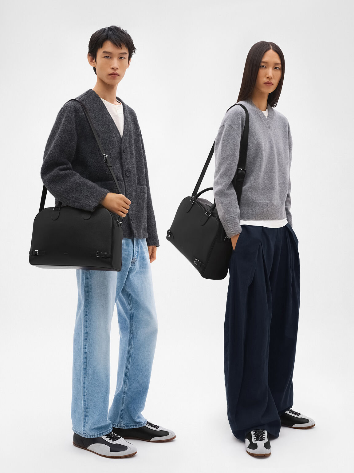 Tate Leather Duffel Bag, Black Embossed, hi-res