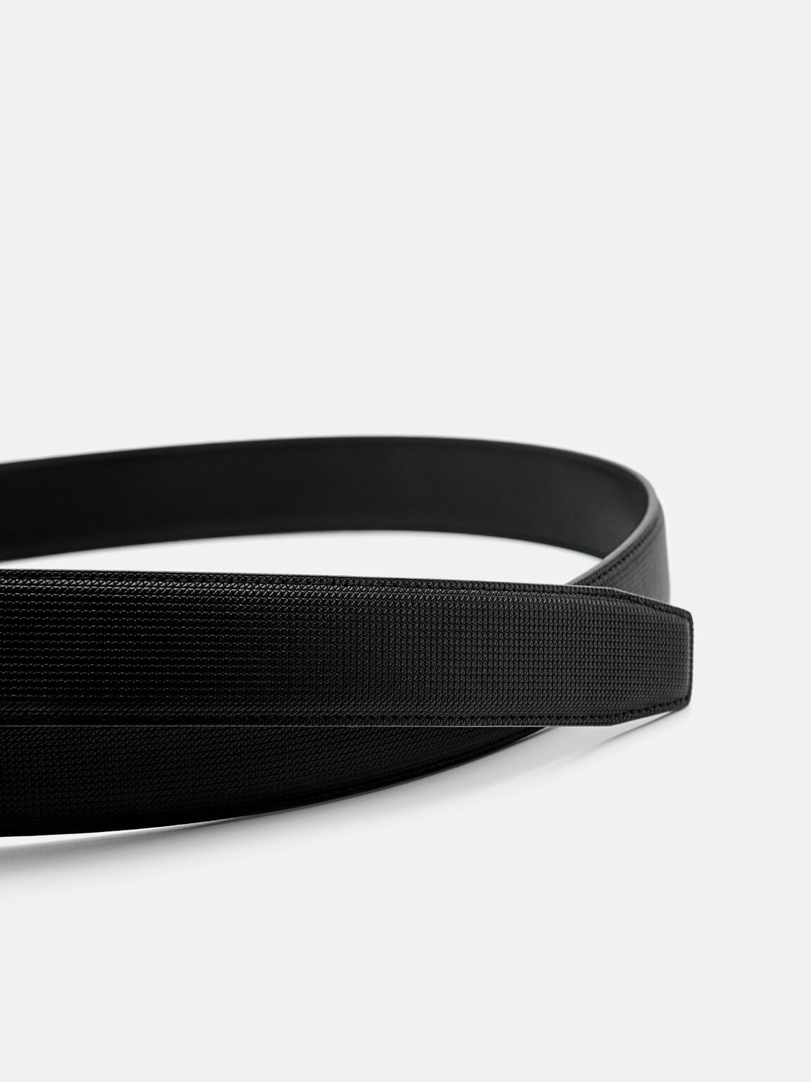 Thắt lưng bản vừa Embossed Leather Automatic, Đen, hi-res