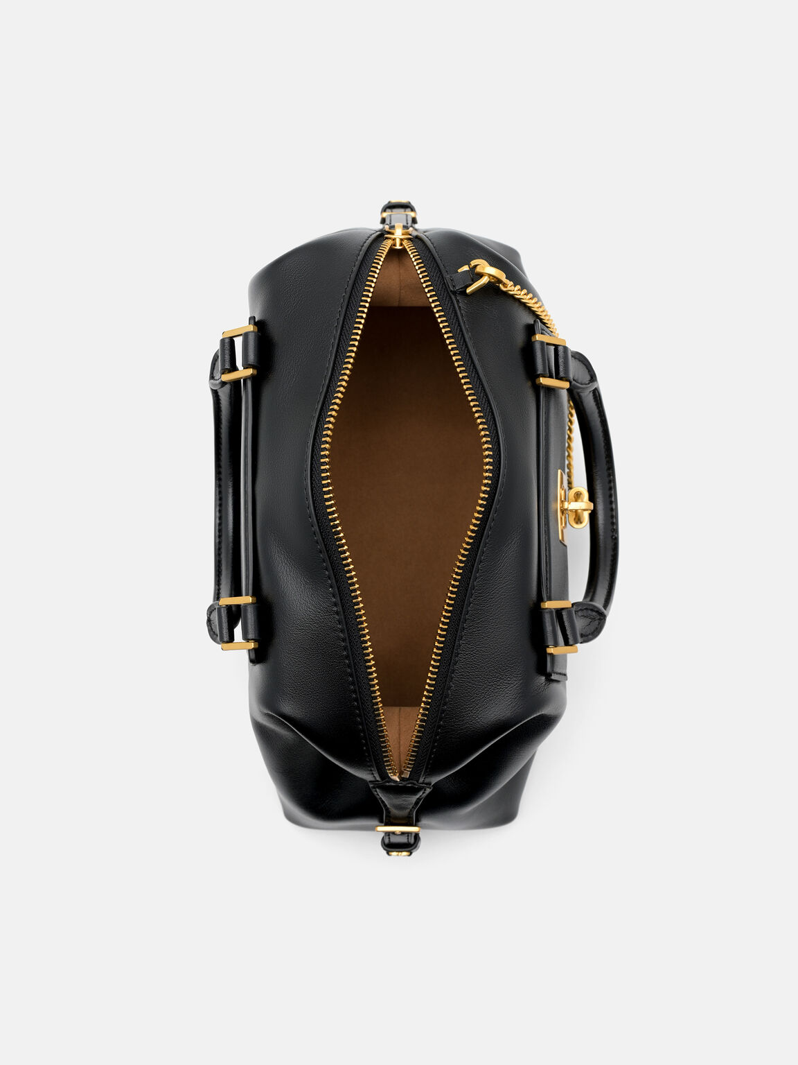Mirelle Leather Bowling Bag, Black, hi-res