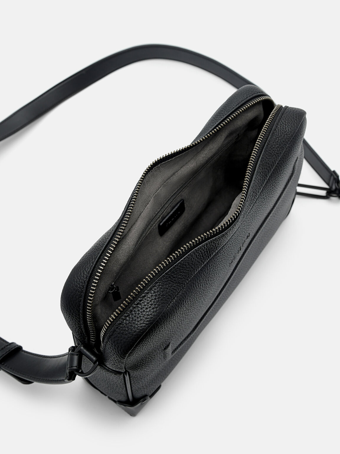 Taper Leather Sling Bag, Black, hi-res