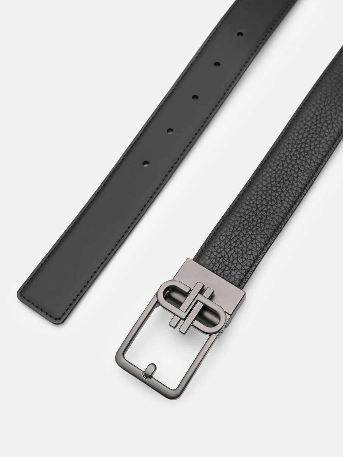 Thắt lưng bản vừa Tumbled Leather, Đen v&acirc;n, hi-res