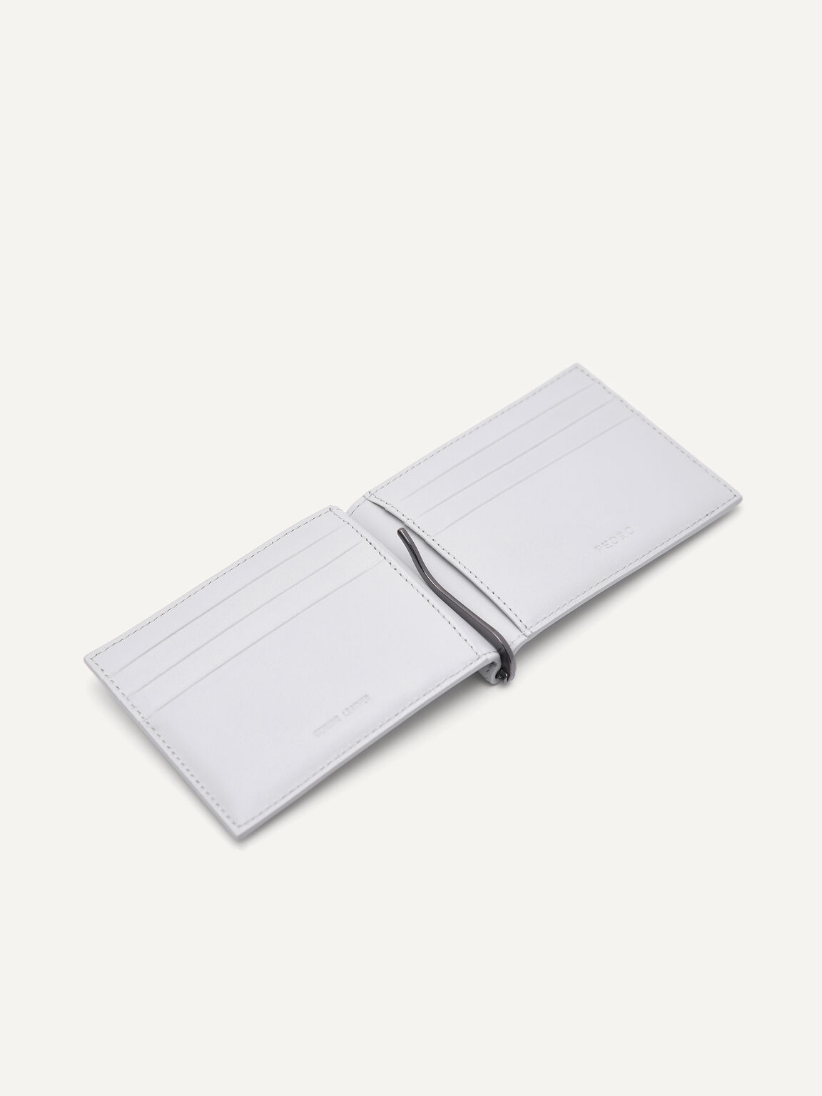 Oliver Leather Bi-Fold Card Holder with Money Clip, Light Grey, hi-res