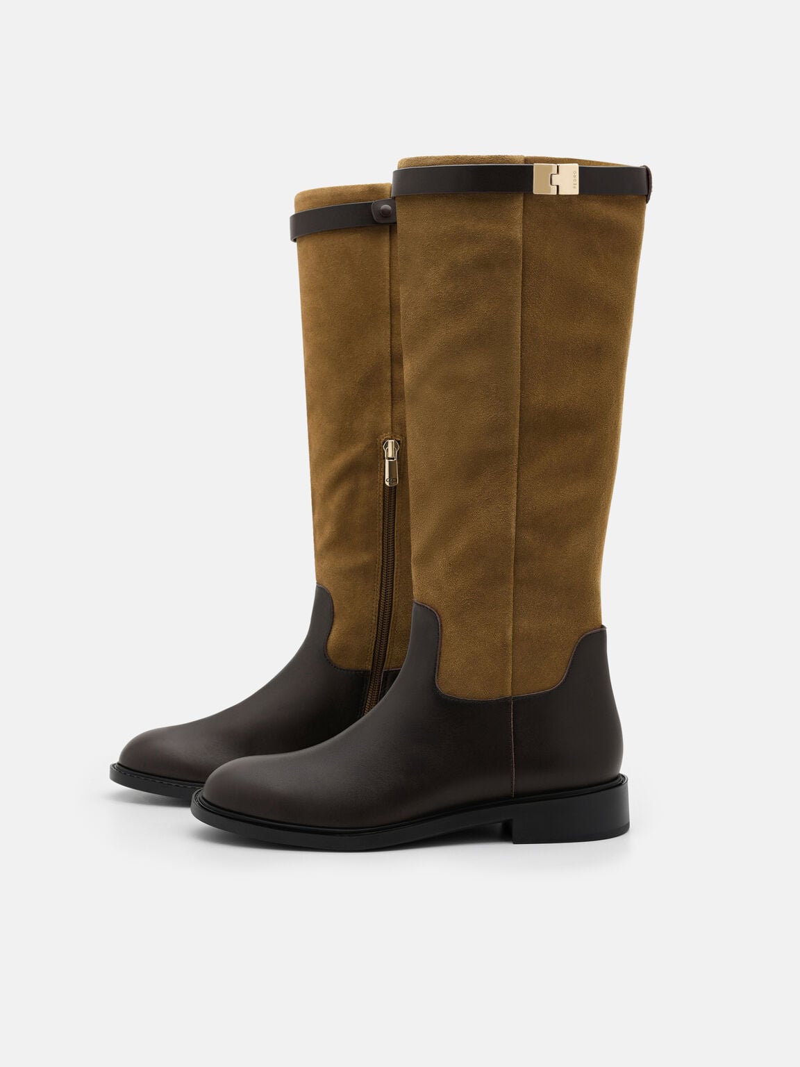 Jatte Suede Knee Boots, Dark Camel, hi-res