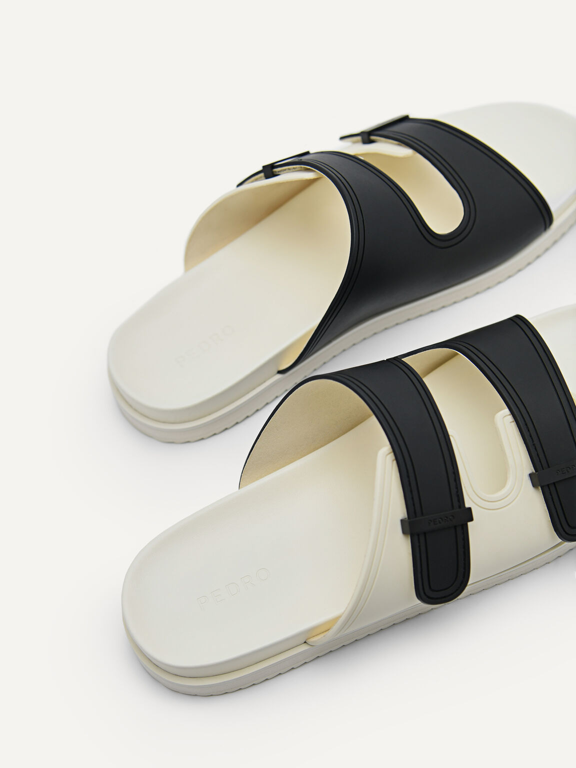 Rubber Double-strap Walking Sandals, Black, hi-res