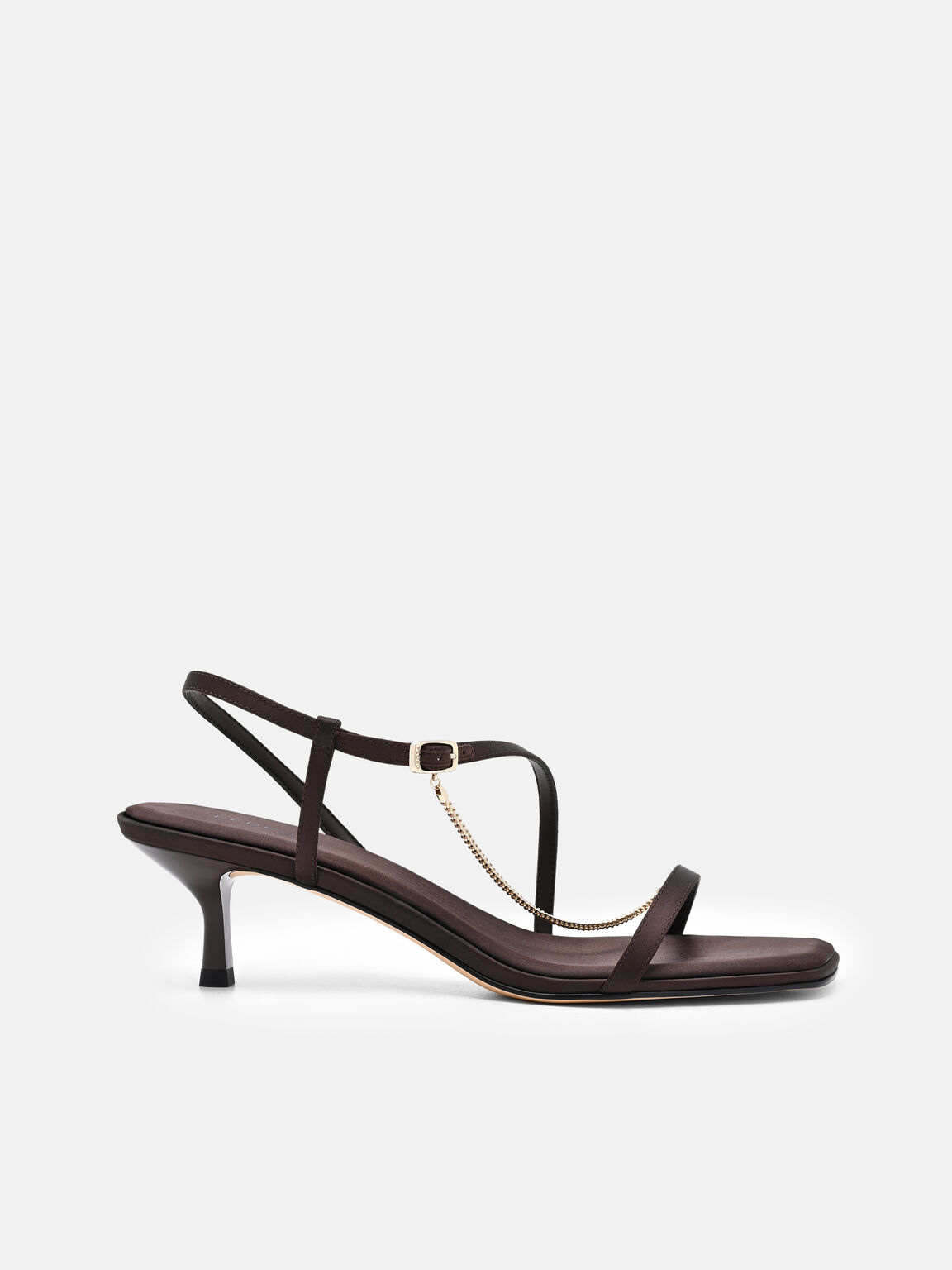 Marland Satin Heel Sandals, Dark Brown Satin, hi-res