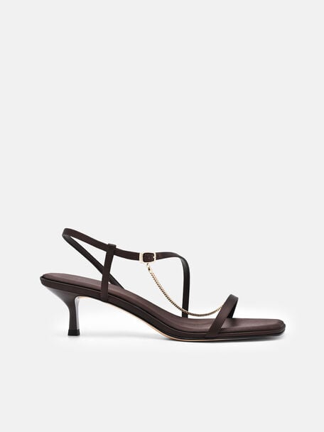 Gi&agrave;y sandals cao g&oacute;t Marland, Dark Brown Satin, hi-res