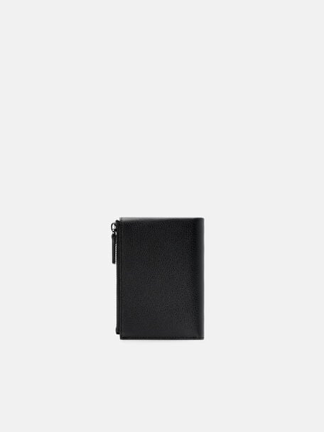 V&iacute; đựng thẻ gập đ&ocirc;i Leather, Đen v&acirc;n, hi-res