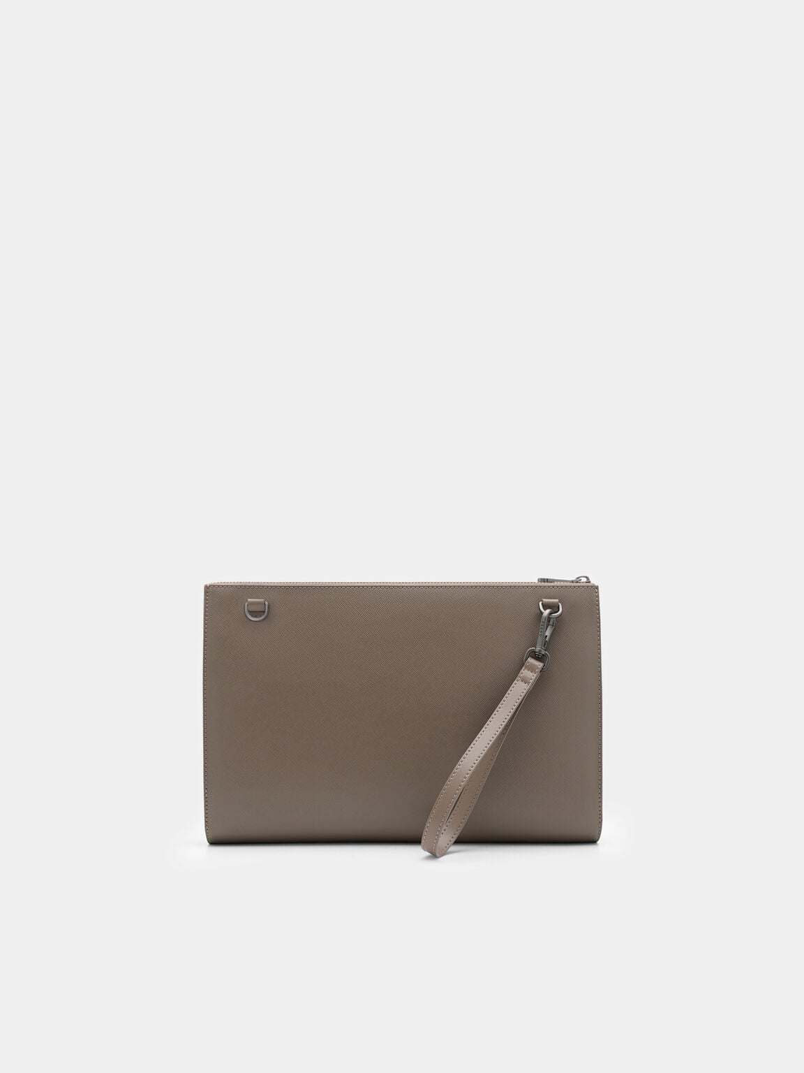 Clutch phom chữ nhật, Dark Taupe Saffiano, hi-res