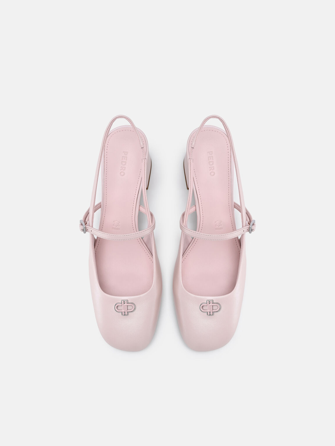 Leather Slingback Heel Pumps, Light Pink, hi-res