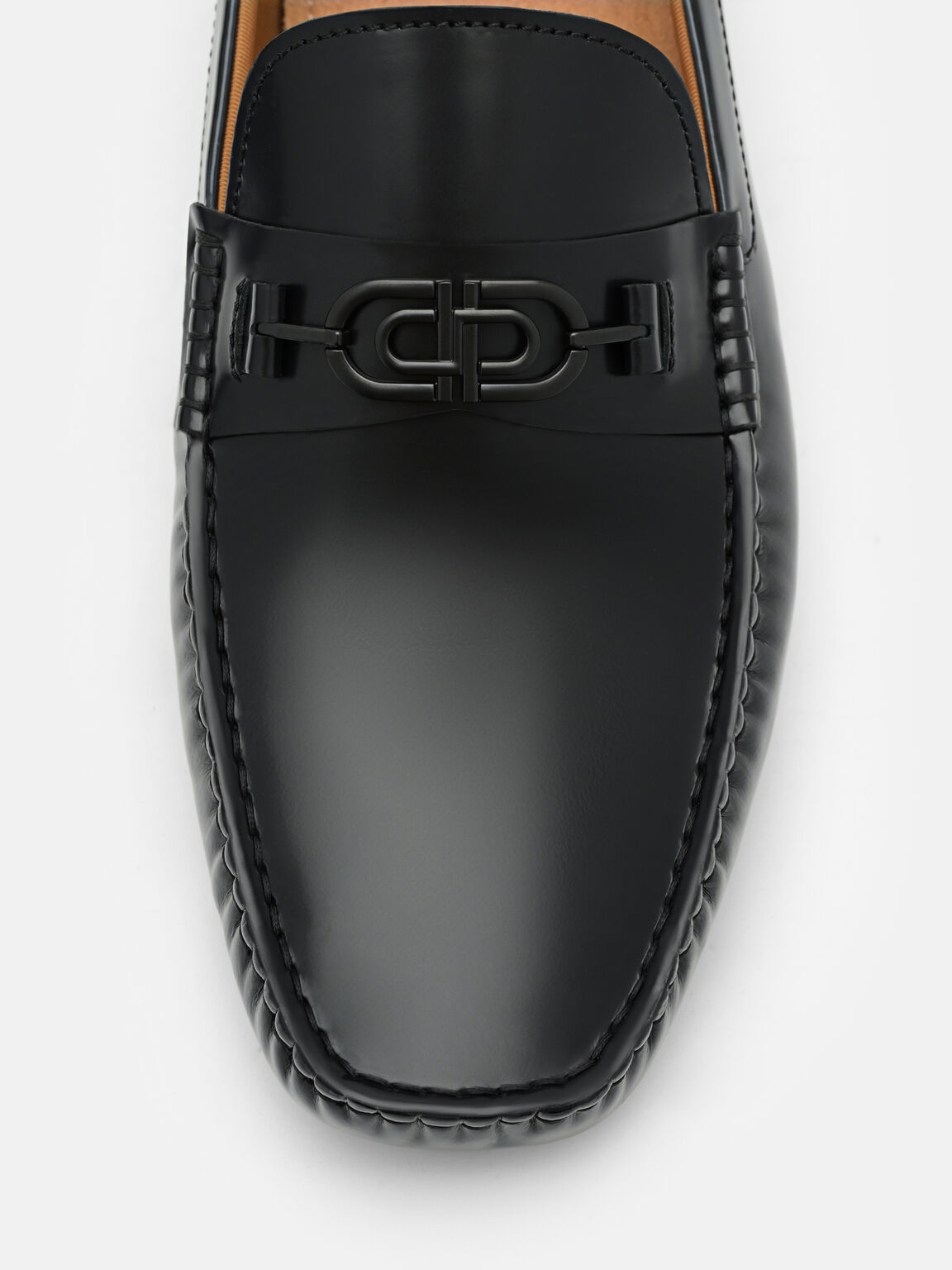 Gi&agrave;y lười mũi vu&ocirc;ng Icon Leather, Đen, hi-res