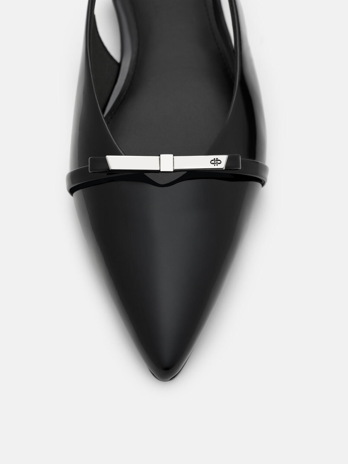 Jeanine Leather Slingback Flats, Black Patent, hi-res