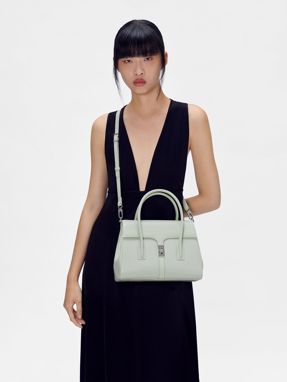 PEDRO Studio Farida Leather Handbag, Light Green, hi-res