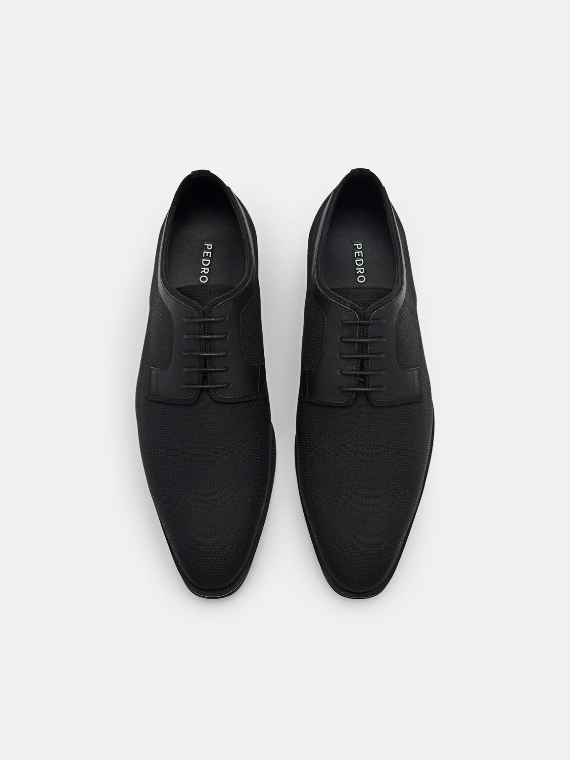 Nylon and Leather Derby Shoes, Black, hi-res