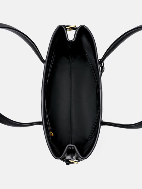 Laurel Leather Handbag, Black, hi-res