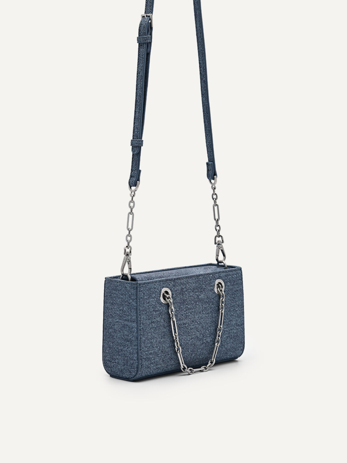 Túi xách phom chữ nhật Chain Handle, Xanh Blue, hi-res