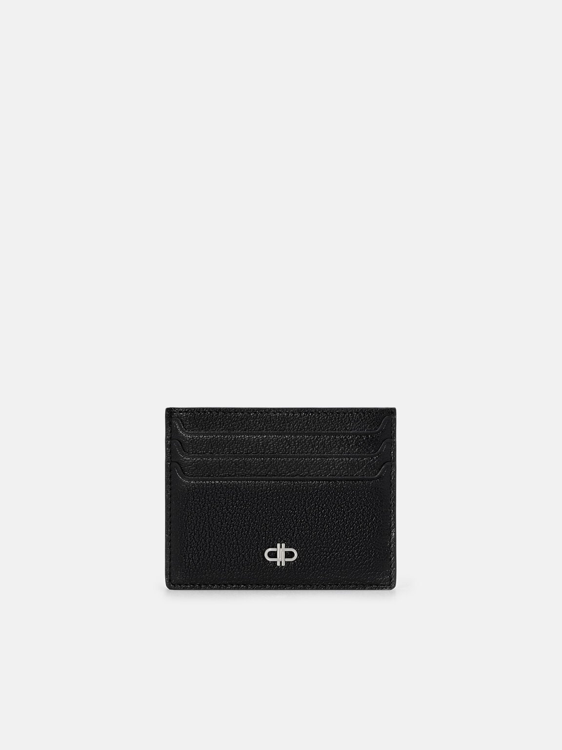Leather Card Holder, Black Embossed, hi-res