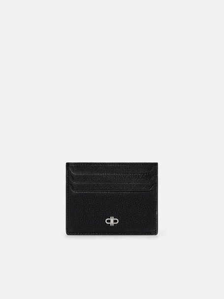 Leather Card Holder, Black Embossed, hi-res