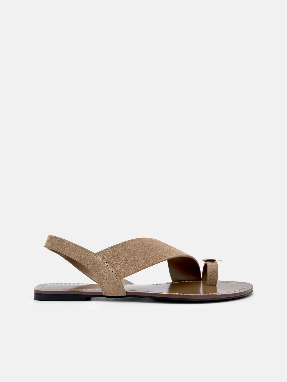 Giày sandals đế bệt Alexis Leather, Cát, hi-res