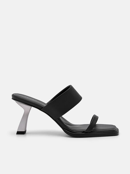 Amelie Leather Heel Sandals, Black, hi-res