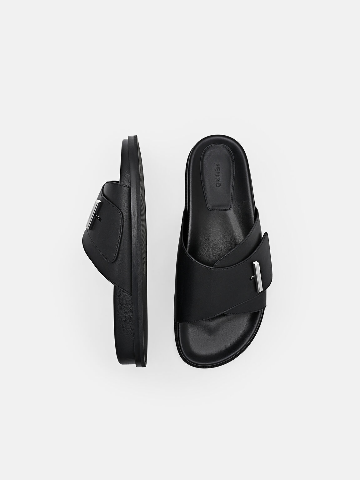 Dép quai ngang Demi, Đen, hi-res